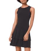 Solid Sleeveless Flounce Dress