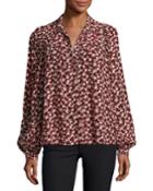 Collin Button-front Printed Long-sleeve Top