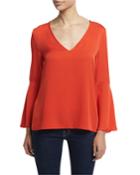 Long Flutter-sleeve A-line Blouse