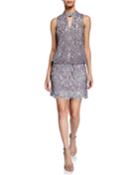 Embellished Blouson Scallop Hem Dress
