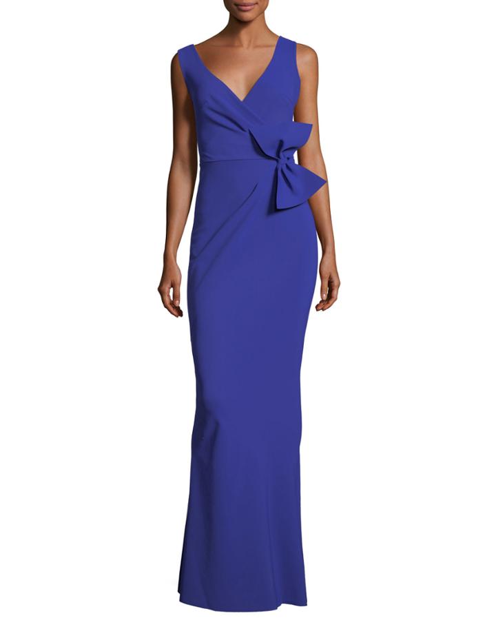 Lulwah V-neck Column Bow Gown