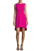 Sleeveless Colorblock Ponte Cocktail Dress, Fuchsia/orange