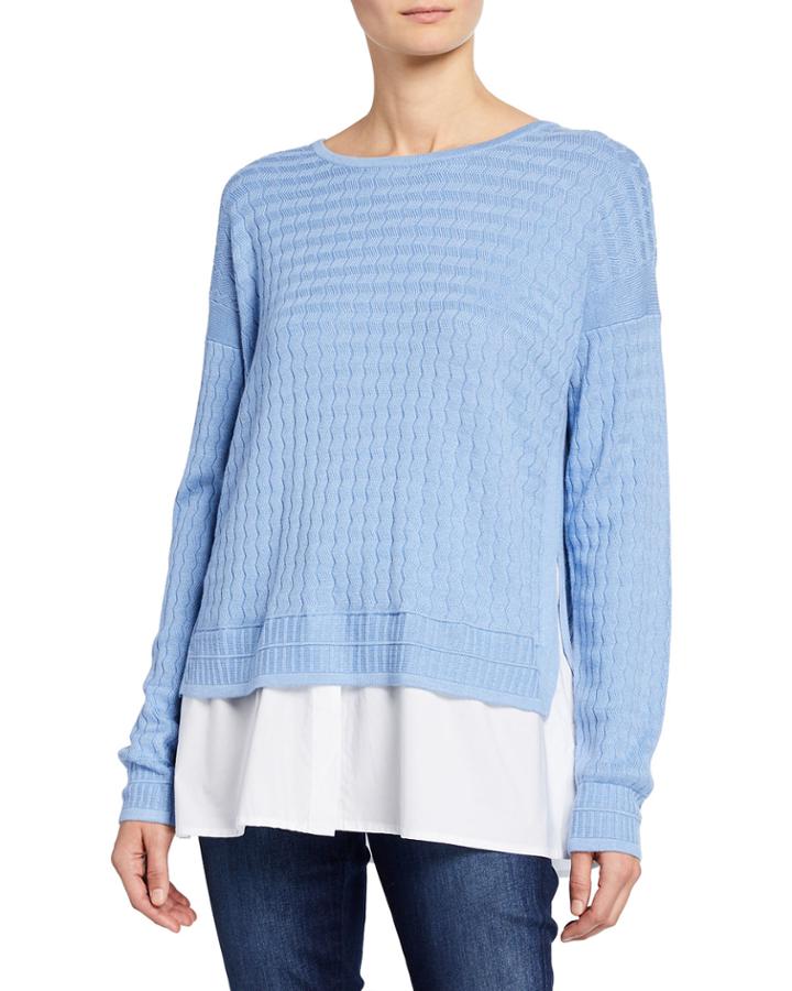 Twofer Sweater & Shirting Pullover