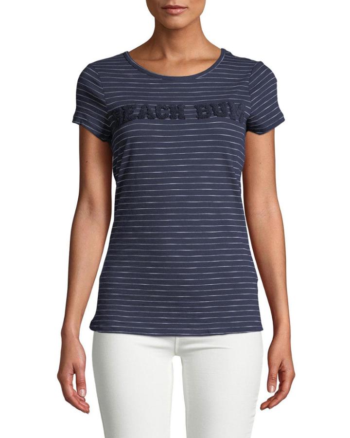 Short-sleeve Striped Beach Bum Graphic Cotton