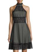 Starstruck Mesh & Lace Halter-neck Dress
