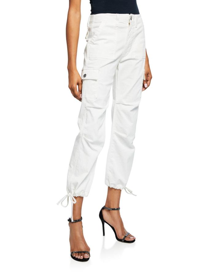 Mid-rise Cropped Cargo Pants W/ Drawstring Hem