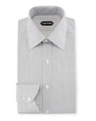 Fine-stripe Cotton Dress Shirt, Black/white