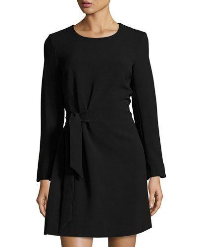 Diane Front-tie Knit Dress, Black