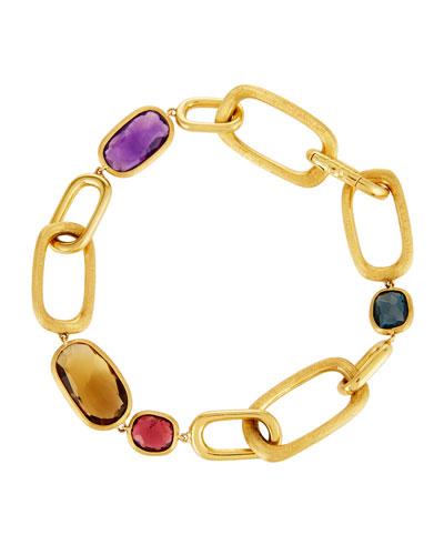 Murano 18k Mixed Gemstone & Link Station Bracelet