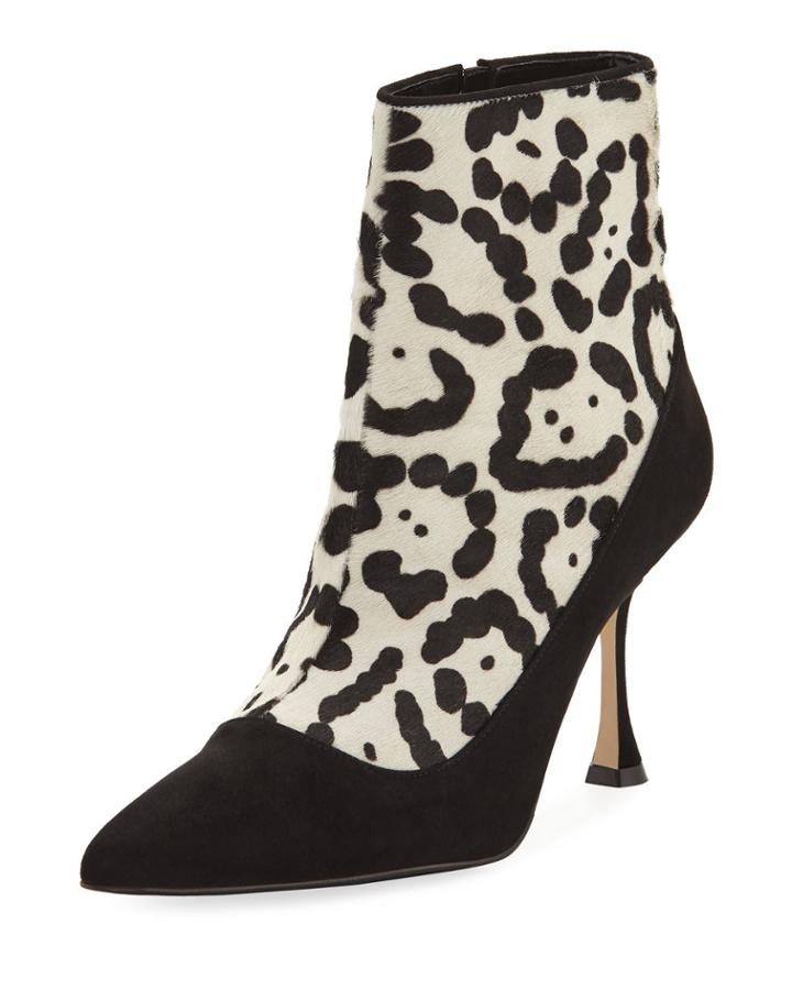 Dolorov Suede & Leopard-print Calf Hair Booties