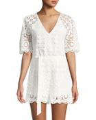 Belted Crochet-lace Romper