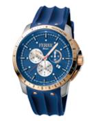 Men's 45mm Stainless Steel Tachymeter Diver Watch With Rubber Strap, Rose/steel/blue