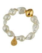 Baroque Pearl & Gold Accent Stretch Bracelet