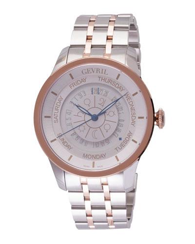 45mm Columbus Circle Men's Two-tone Bracelet Watch, Rose Golden