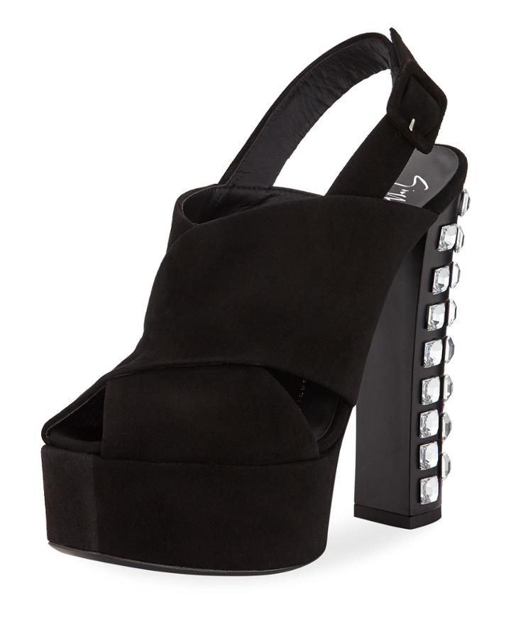 Embellished Suede High Pump
