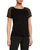 Mesh-sleeve Back-yoke Top
