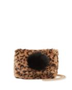 Leopard-print Pompom Pompom Crossbody Bag