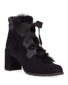 Wilmette Lace-up Booties With Fur Trim