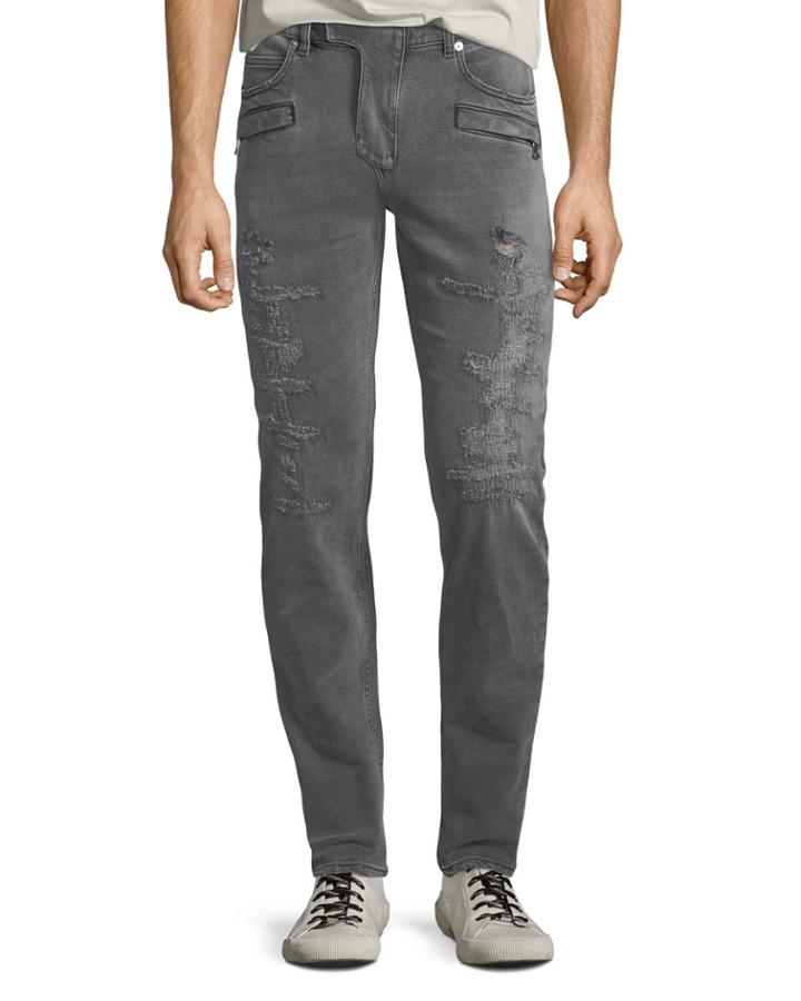 Men's Gray-wash Distressed