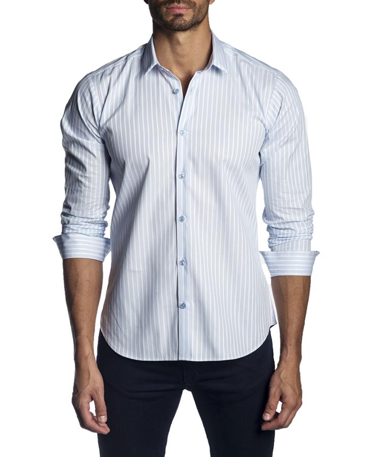 Men's Semi-fitted Striped Long-sleeve Button-down