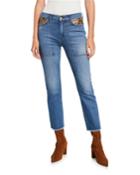 Le High Straight Ankle Jeans With Python Patchwork