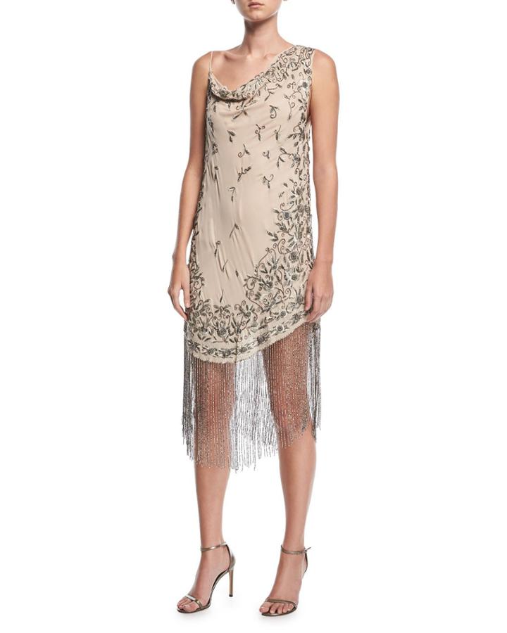 Mojave Desert Asymmetric Beaded Fringe Dress