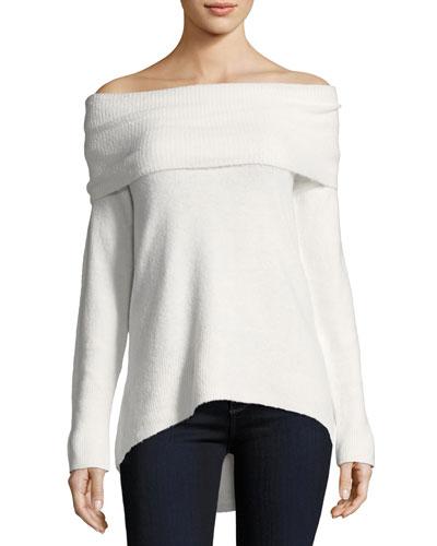 Off-shoulder Sweater With Arched Hem