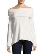 Off-shoulder Sweater With Arched Hem
