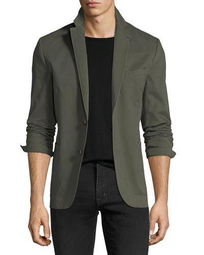 Garment-washed Two-button Blazer, Green