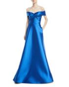 Metallic Stretch Crisscross Off-the-shoulder Gown