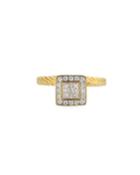 18k Yellow Gold Diamond Pave Square Ring,