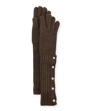Cashmere Long Button-up Gloves