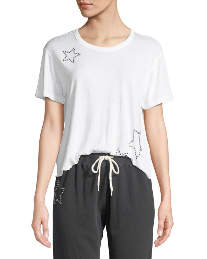 Studded Scoop-neck Star Activewear Tee