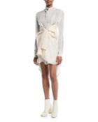 Long-sleeve Faux-wrap Silk