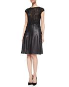 Lace Knit & Leather Combo Dress