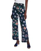 Vega Floral-print Side-slit Drawstring Pants