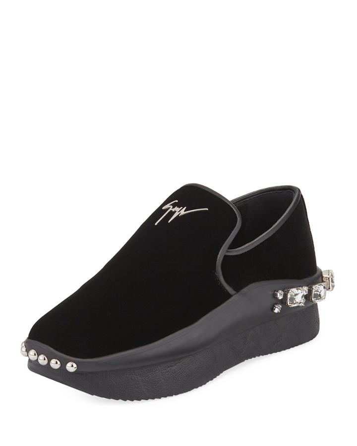 Jeweled Suede Platform