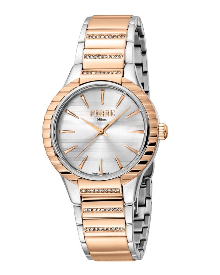34mm Letizia Crystal Bracelet Watch, Rose/steel