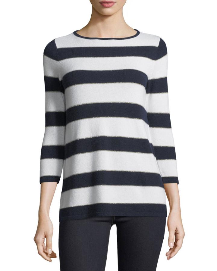 Cashmere-blend Metallic Striped
