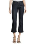 Jodi Side Slit Cropped Jeans, Dark Blue