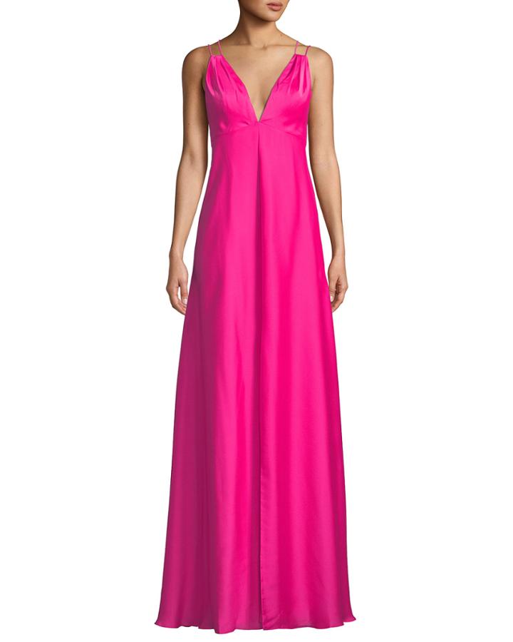 Deep V-neck Open-back Gown