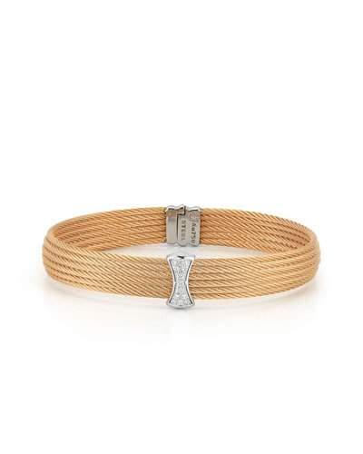 Classique Multi-row Bangle W/ White Diamond Pave, Yellow