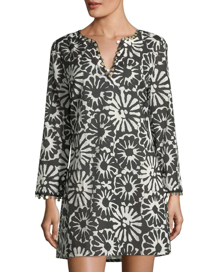 Pomelo V-neck Floral-print Beach Coverup Tunic