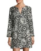 Pomelo V-neck Floral-print Beach Coverup Tunic