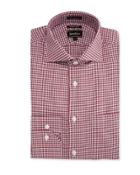 Trim-fit Regular-finish Pinwheel Dress Shirt, Burgundy