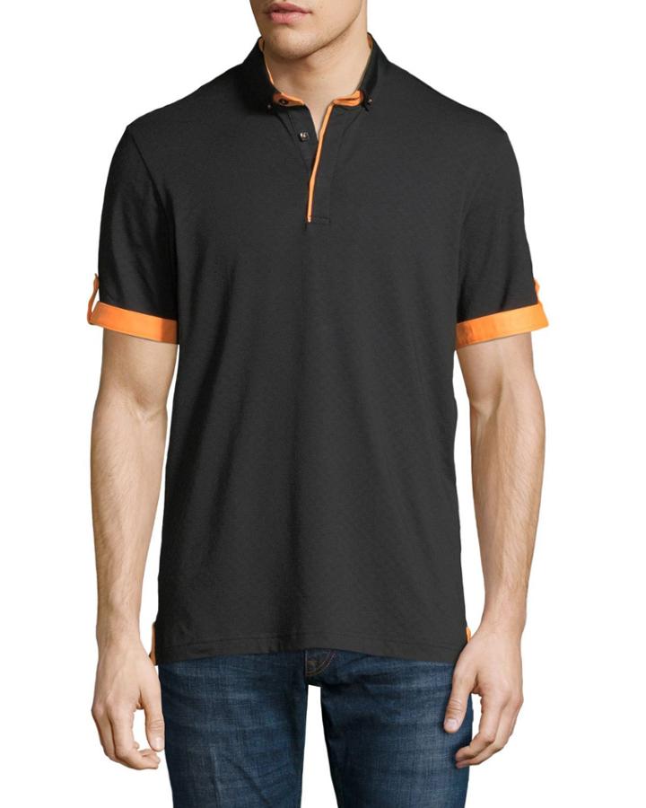 Square Jersey Contrast-trim Polo