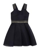 Hey Girl Swing Dress W/ Metallic Stripe Accents,