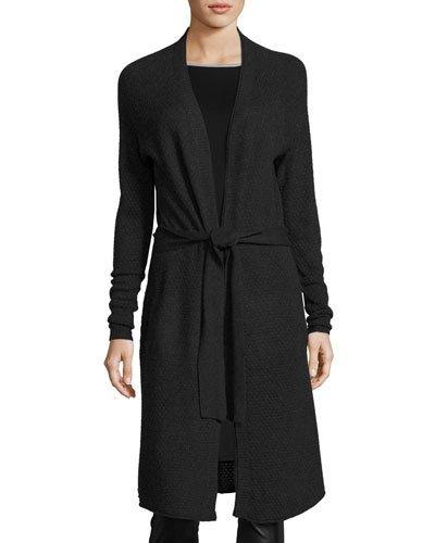 Silk-cashmere Belted Waffle-knit Tunic