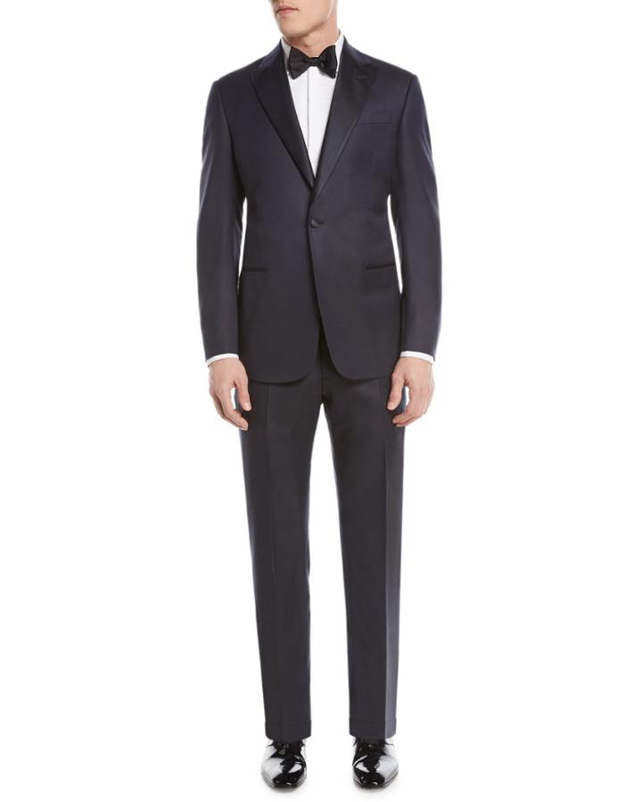 Micro-diamond Pattern Wool-blend Tuxedo