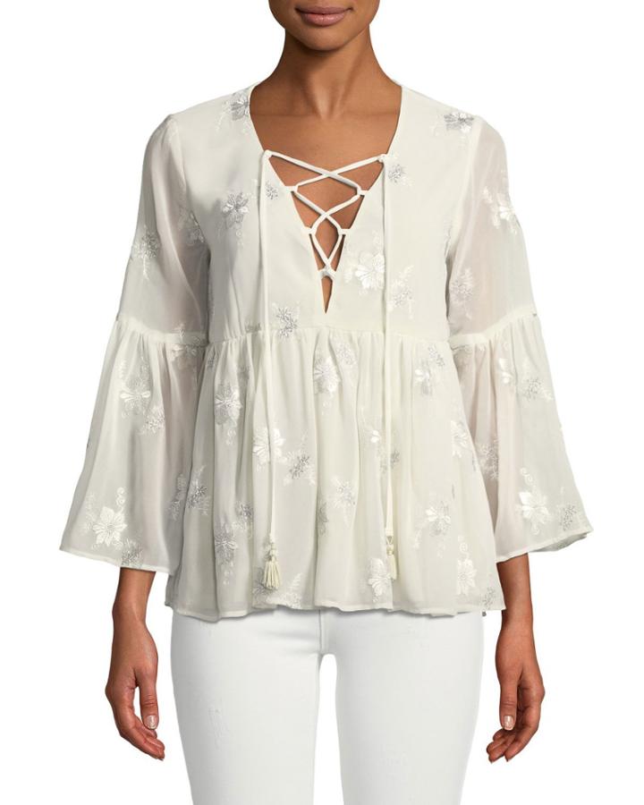 Poet Metallic-embroidered Peasant Blouse